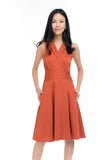 Janae Wrap Tie Skater in Burnt Orange