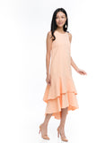 Gabby Layer Dip Hem Dress in Peach