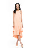 Gabby Layer Dip Hem Dress in Peach