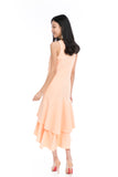 Gabby Layer Dip Hem Dress in Peach