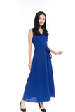 Aubrey Tux Maxi Dress in Blue