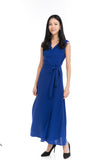 Aubrey Tux Maxi Dress in Blue