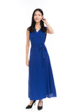 Aubrey Tux Maxi Dress in Blue