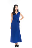 Aubrey Tux Maxi Dress in Blue