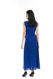 Aubrey Tux Maxi Dress in Blue