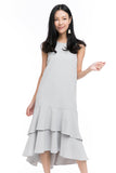 Gabby Layer Dip Hem Dress in Grey