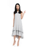 Gabby Layer Dip Hem Dress in Grey