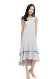 Gabby Layer Dip Hem Dress in Grey