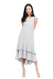 Gabby Layer Dip Hem Dress in Grey