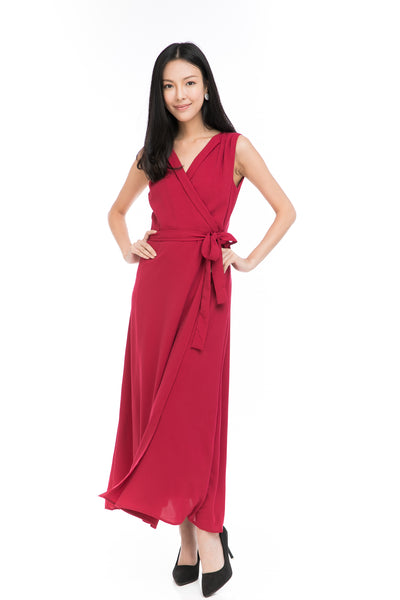 Aubrey Tux Maxi Dress in Red