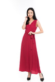 Aubrey Tux Maxi Dress in Red