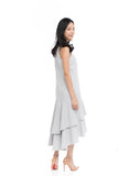 Gabby Layer Dip Hem Dress in Grey