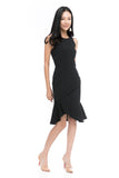 Julyne Tiered Fluted Hem Midi in Black