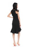 Julyne Tiered Fluted Hem Midi in Black