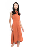 Harley Shirt Dip Hem Midi in Rust