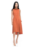 Harley Shirt Dip Hem Midi in Rust