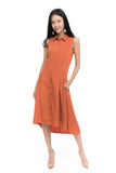 Harley Shirt Dip Hem Midi in Rust