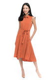 Harley Shirt Dip Hem Midi in Rust