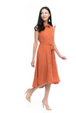 Harley Shirt Dip Hem Midi in Rust
