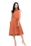 Harley Shirt Dip Hem Midi in Rust