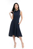 Harley Shirt Dip Hem Midi in Navy