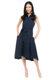 Harley Shirt Dip Hem Midi in Navy