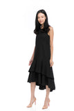 Gabby Layer Dip Hem Dress in Black