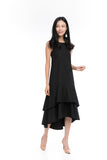 Gabby Layer Dip Hem Dress in Black