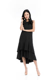 Gabby Layer Dip Hem Dress in Black