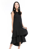 Gabby Layer Dip Hem Dress in Black