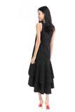 Gabby Layer Dip Hem Dress in Black