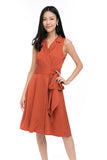 Janae Wrap Tie Skater in Burnt Orange