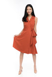 Janae Wrap Tie Skater in Burnt Orange
