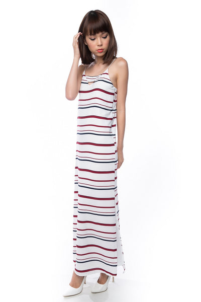 Clara Nautical Stripe Maxi in White - Mint Ooak - Dress - 1