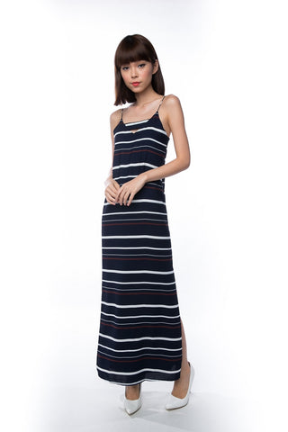 Clara Nautical Stripe Maxi in Navy - Mint Ooak - Dress - 1