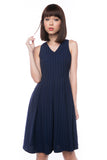 Leah Pine Stripe Full Circle Midi in Navy - Mint Ooak - Dress - 7