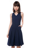 Leah Pine Stripe Full Circle Midi in Navy - Mint Ooak - Dress - 2