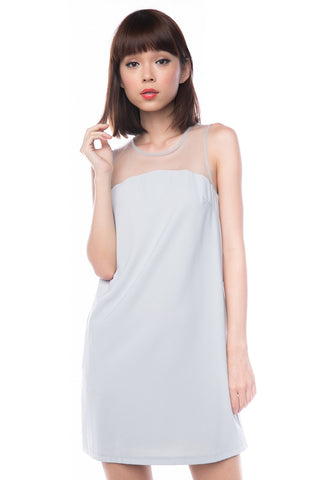 Grace Mesh Top Pocket Shift in Grey - Mint Ooak - Dress - 1