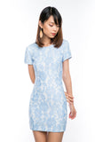 Rhonda V-Back Lace Dress in Sky