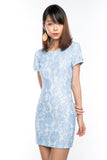 Rhonda V-Back Lace Dress in Sky