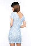 Rhonda V-Back Lace Dress in Sky