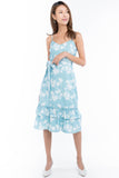 Azlicia Ruffle Drop Hem Printed Midi in Mint