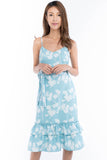 Azlicia Ruffle Drop Hem Printed Midi in Mint