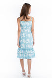 Azlicia Ruffle Drop Hem Printed Midi in Mint