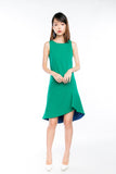 Fiona Dip Hem Colourblock Hem Midi in Emerald Green