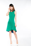 Fiona Dip Hem Colourblock Hem Midi in Emerald Green
