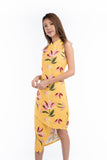 Tia Cross-over Detail Cheongsam in Yellow Floral