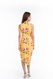 Tia Cross-over Detail Cheongsam in Yellow Floral