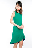 Fiona Dip Hem Colourblock Hem Midi in Emerald Green