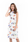 Renne Classic Cheongsam in White Abstract